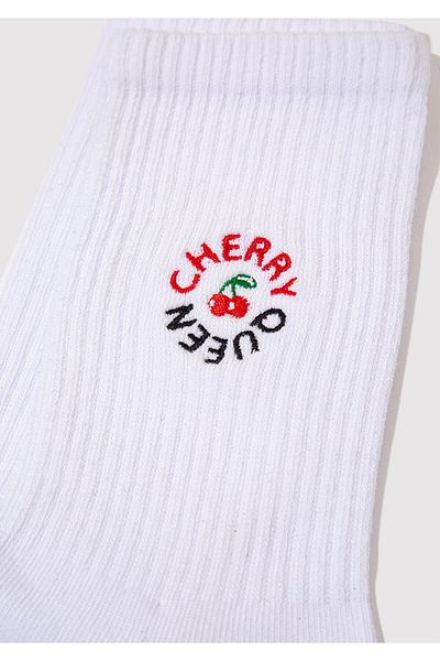 Mavi Cherry Embroidered White Socks 1913260-620