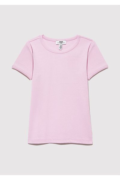 Mavi Ribbed Pink Basic T-Shirt Fitted / Fitted Cut 7610260-86953