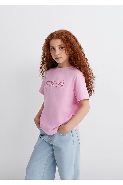 Mavi Logo Cat Printed Pink T-Shirt Regular Fit 7610338-70973