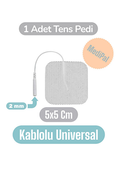 MediPal 1 Adet 5x5 Cm Kablolu Tens Pedi - Soketli Tens Elektrodu - Tens Elekt...