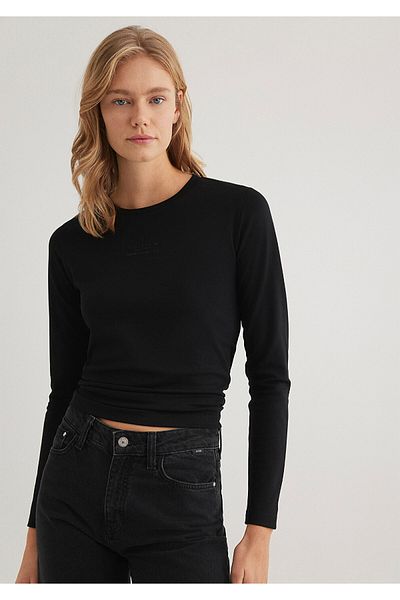 Mavi Long Sleeve Black T-Shirt Fitted / Body Fitted Cutout 1612908 -900
