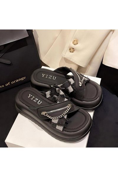 DUNISO Women's Summer Walking Sandals Air Cushion Support Platform Open Toe Slippers