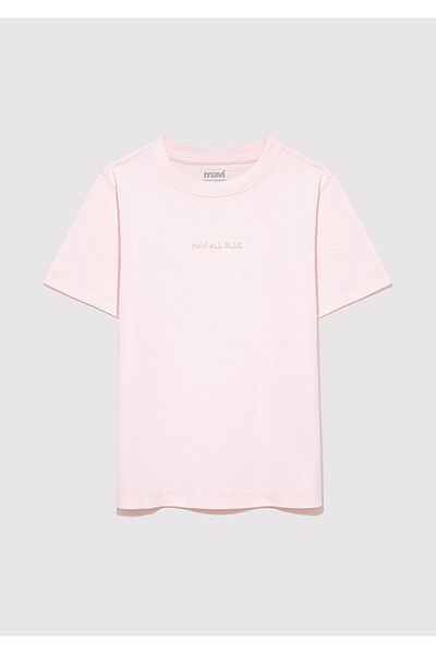 Mavi Tricou de bază roz din bumbac organic, cu croiala normală 7610197 -88133