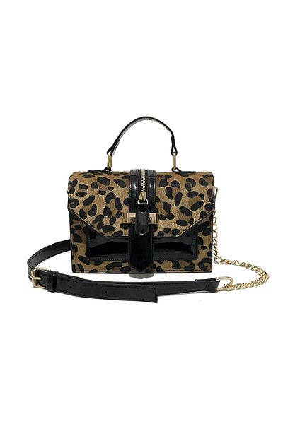 Generic Women Fashion Crossbody Bag Leopard Print Small Square Crossbody Bag, Leather Handbag