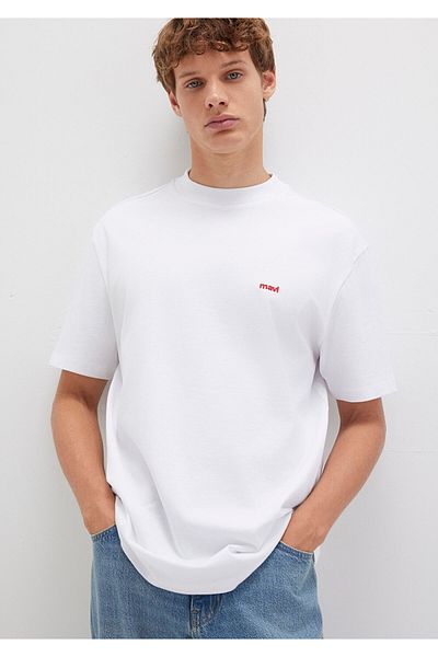 Mavi Weißes Basic-T-Shirt mit Logo-Print, lockere Passform / lockere, entspannte Passform 0612216 -620