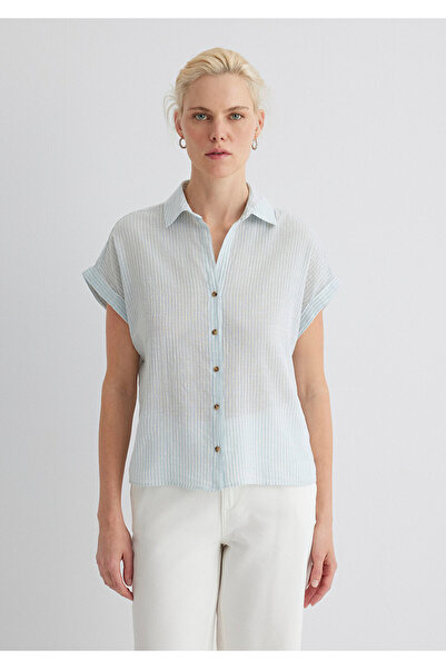 Mavi Çizgil Gömlek Loose Fit / Bol Rahat Kesim 1210445-84606