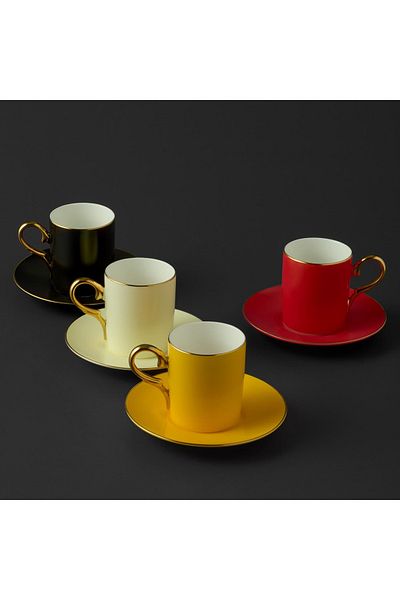Jumbo Mix 8 Piece Coffee Cup Set for 4 People