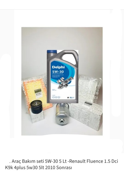 ELF Araç Bakım seti 5W-30 5 Lt -Renault Fluence 1.5 Dci K9k 4plus 5w30 5lt 2010 Sonrası
