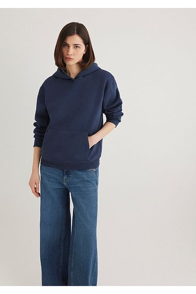 Mavi Marineblaues Basic-Sweatshirt mit Kapuze 167299-70488