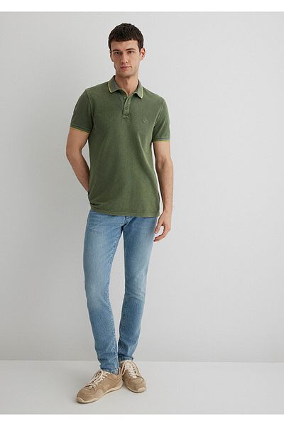Mavi Buntes Streifen-detailliertes grünes Polo-T-Shirt Slim Fit / Slim Fit 065920-30721