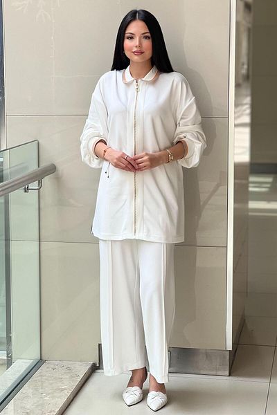 Ghisa Cap Pants Suit with Poplin Detail on the Back