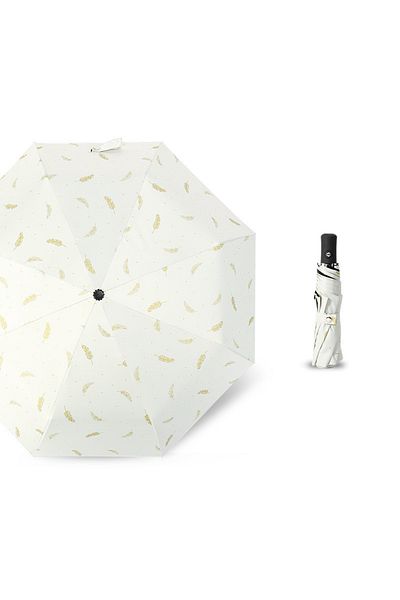 Generic Multi Fold Umbrella White Feather Umbrella Sun Protection And UV Protection Dual Use Umbrella