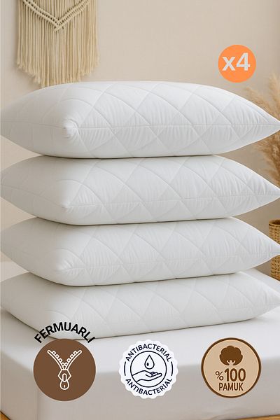 Formeya Gesteppter Matratzen-Kissenschutz, 4-teilig, 100 % Baumwolle, 50 x 70