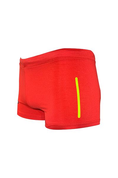 Fs Boy's Red Neon Yellow Printed Boxer Swimmer Sea Pool Beach Swimsuit