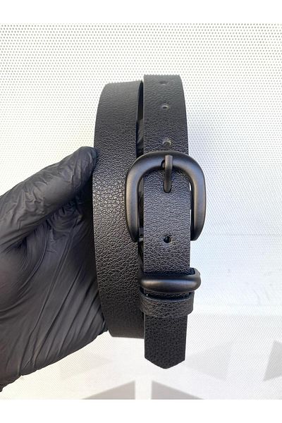 Gesa Men's Thin Old Money Matte Black Buckle Black Belt 2.5 cm