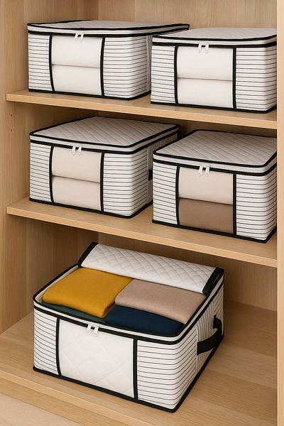 Formeya Mittelgroßer, luxuriöser, mit Fenstern versehener Pullover-Piqué-Decke, Schrank-Organizer, 40 x 40 x 30 cm – 4 Stück
