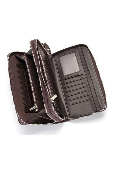 Generic PU Leather Large Wallet Card Holder Brown