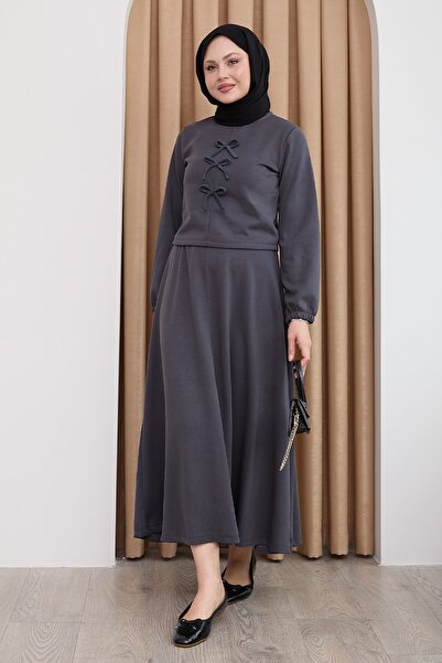 InStyle Modal Ribbon Detail Skirt Anthracite Suit