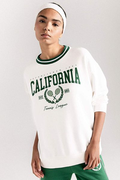 DeFacto Oversize Printed Sports Sweatshirt - Crew Neck, Wide Fit D1702Ax24Au