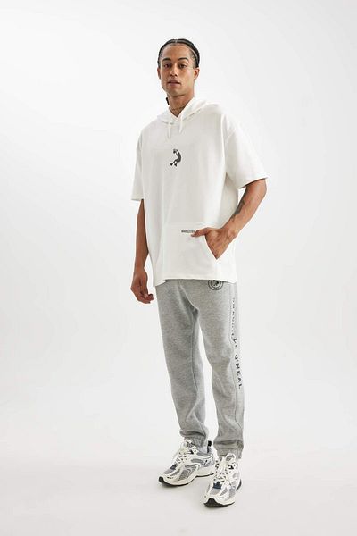 DeFacto Shaquille O'Neal Oversize Hooded Sweatshirt - Back Print, Short Sleeve 3173021