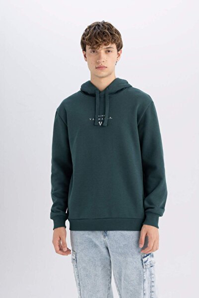 DeFacto Vikings Valhalla Regular Fit Bağcıklı Kapüşonlu Yazı Baskılı Sweatshirt C6519AX24AU