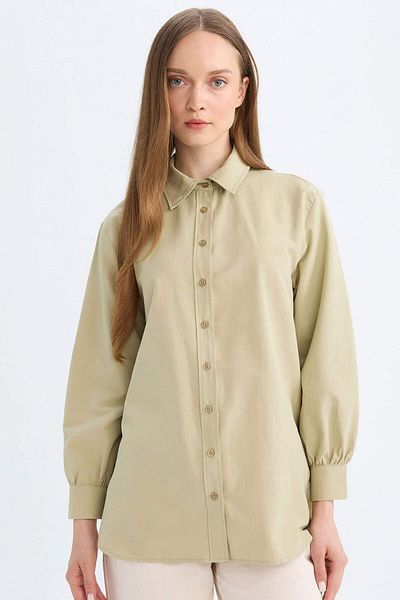 DeFacto Cămașă Relax Fit Guler Poplin Basic Solid Cămașă cu mânecă lungă Tunica D4159AX24AU