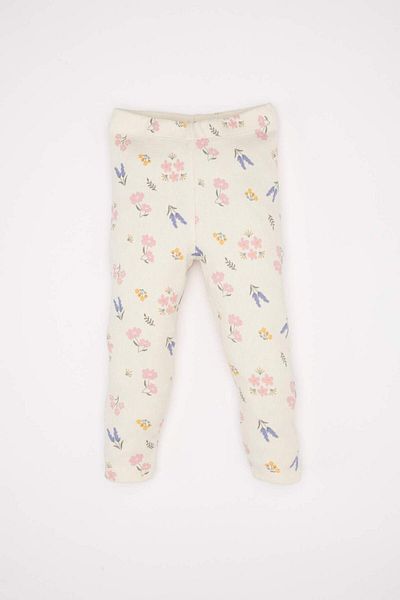 DeFacto Baby-Mädchen-Pyjama-Set mit langen Ärmeln und geripptem Camisole und Blumenmuster D6803A5NS