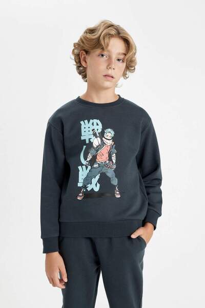 DeFacto Erkek Çocuk 2'li Takım Baskılı Sweatshirt Beli Lastikli Eşofman Altı D2038A824AU