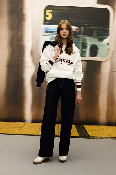 DeFacto Oversize Hooded Printed Thick Sweatshirt - D5730Ax24Wn