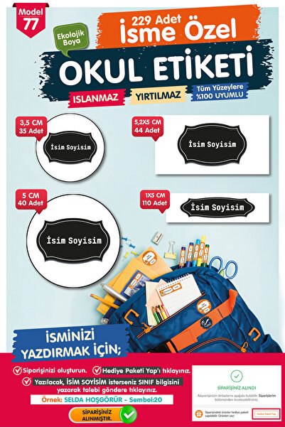 t tuğset etiket Okul Etiketi Kalem Defter Etiketi Özel Isim Yazılabilen Etike...