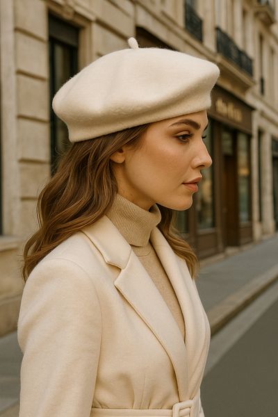 Luminos Butik Ecru French Felt Painter Beret - Bere1101