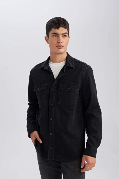 DeFacto %100 Pamuk Regular Fit Uzun Kollu Jean Gömlek D5386AX24AU