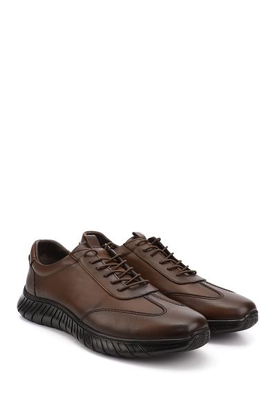 GÖNDERİ(R) Men's Tan Antique Lace-Up Rubber Sole Genuine Leather Sneakers
