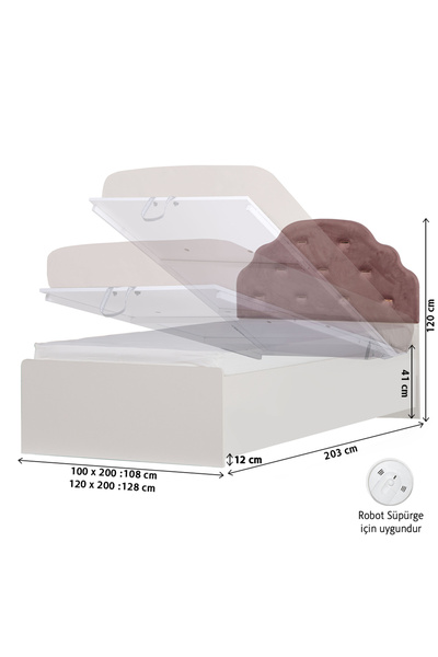 benim odam Rose Bazalı Karyola 100 X 200 Ve 120 X 200 (ROSE)
