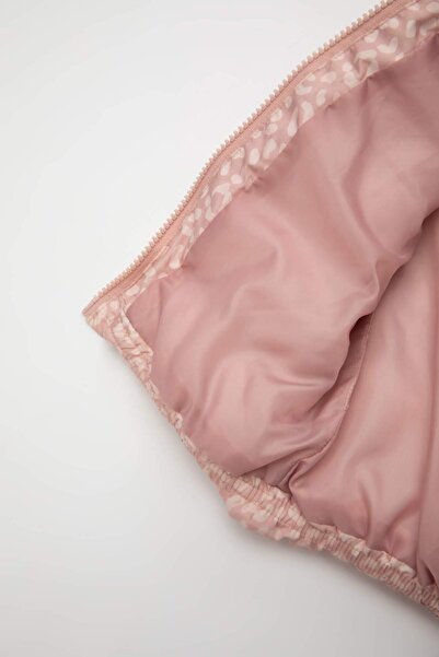 DeFacto Dívčí nafukovací vesta s kapucí z voděodolné látky se vzorem C5298A524AU