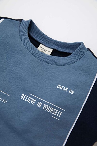 DeFacto Erkek Bebek 2li Takım Baskılı Bisiklet Yaka Sweatshirt Üst Beli Lastikli Jogger Eşofman Altı D2938a5