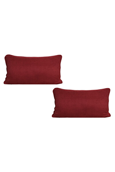 GOCCIA HOME 2'li Kadife Dokulu Fitilli Dikdörtgen Kırlent Kılıfı Bordo