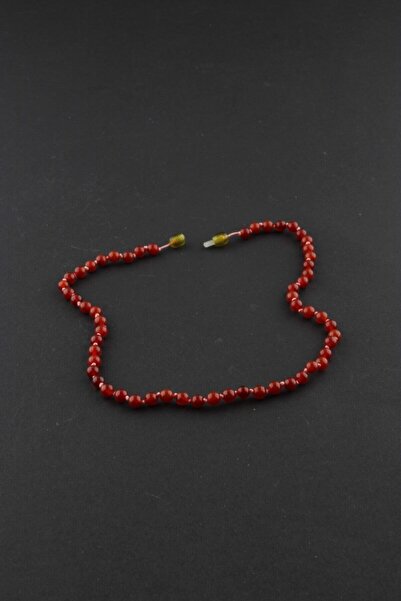 OSMANLI DEĞERLİ TAŞ Sertifikalı Akik Kırmızı 6mm Düğümlü Kolye