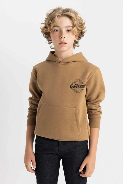 DeFacto Jungen-Schul-Sweatshirt mit Kapuze und Taschen, bedruckt mit Schriftzug C7567A824WN