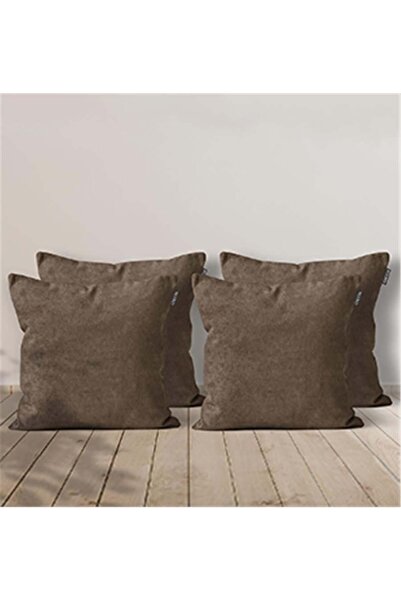 GOCCIA HOME 4 'lü Kadife Dokulu Kırlent Kılıfı Açık Kahve