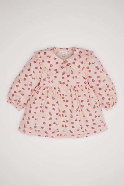 DeFacto Rochie din twill cu mânecă lungă, cu guler lat, cu nasturi, pentru fetiță D2545A524AU