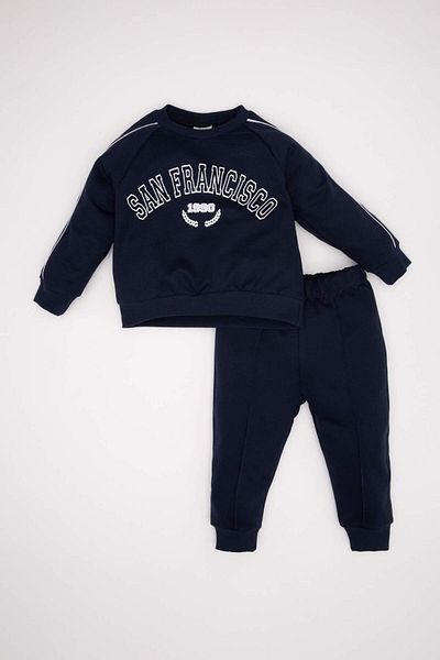 DeFacto 2-teiliges Set für Babys, bedrucktes Schul-Sweatshirt mit Rundhalsausschnitt und elastischem Bund, Jogger-Jogginghose D2599A