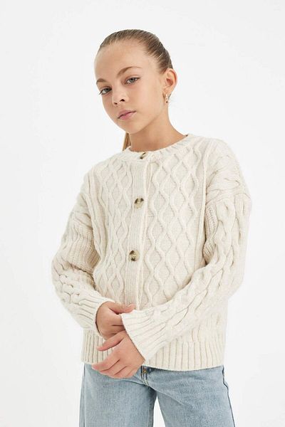 DeFacto Dievčenský pletený sveter Crew Neck Cardigan C6937A824AU