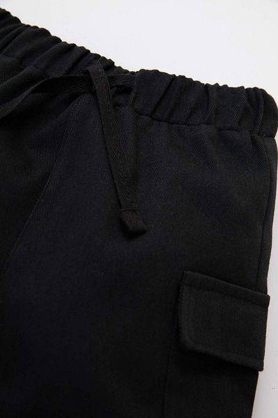 DeFacto Baby Boy Cargo Pocket Black Jogger Gabardine Trousers with Elastic Waist and Legs D3935A524Wn