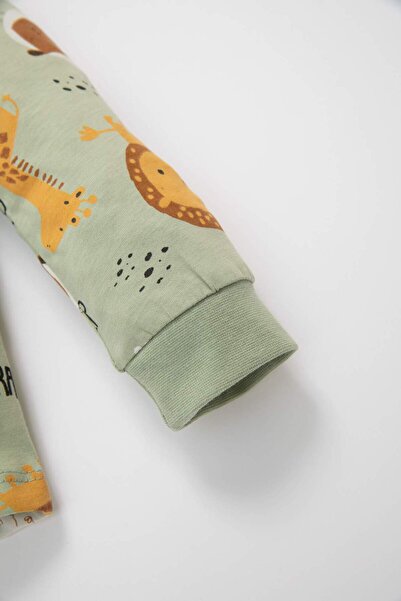 DeFacto Erkek Bebek Pijama Takımı Penye Safari Desenli Uzun Kollu Üst Uzun Alt D3553A524WN