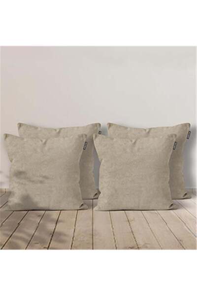 GOCCIA HOME 4'lü Kadife Dokulu Kırlent Kılıfı Krem