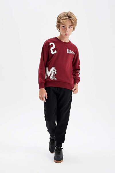 DeFacto Boys' 2-Piece Set Crew Neck Printed Sweatshirt Elastic Waist Jogger Sweatpants C8320A824Au