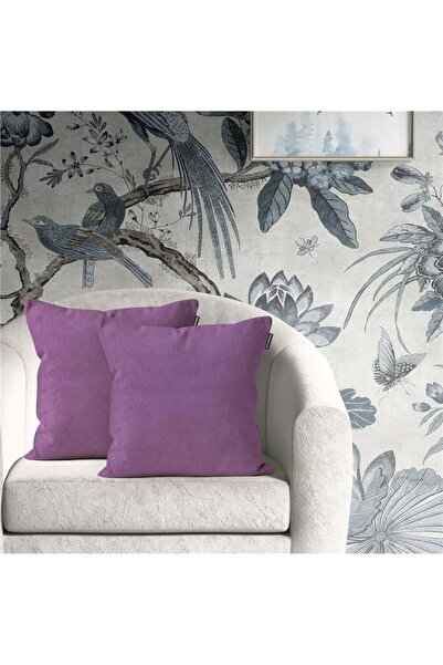 GOCCIA HOME 2'li Kadife Dokulu Kırlent Kılıfı Mor