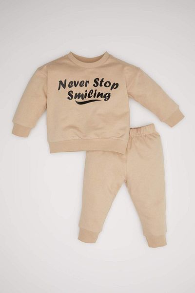 DeFacto Baby Boy 2 Piece Set Printed Crew Neck Sweatshirt Jogger Sweatpants D0717A524Au
