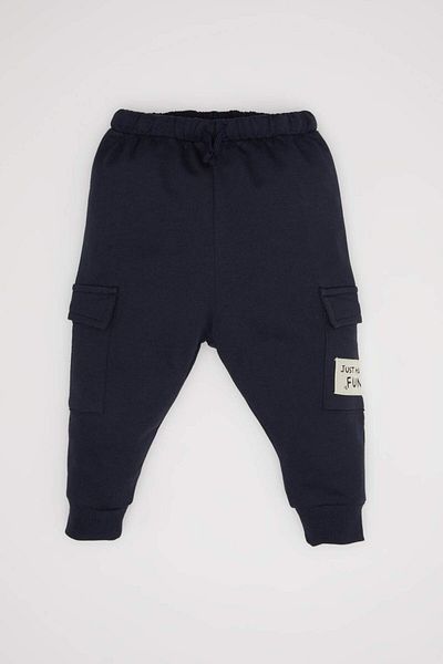 DeFacto Marineblaue Jogginghose für Babys mit elastischem Bund und Etikettendruck D4611A524AU